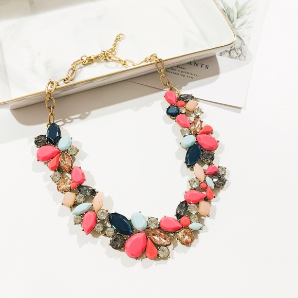 J Crew Ombr Crystal Necklace Pink 
